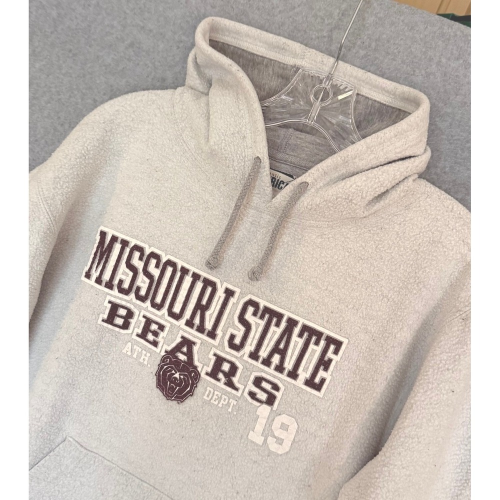 Authentic American Missouri State Bears REVERSIBLE Hoodie Mens M Gray Sherpa